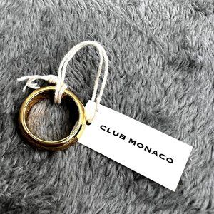 Club Monaco Ring Gold Tone Band size 5 Signed Logo NWT